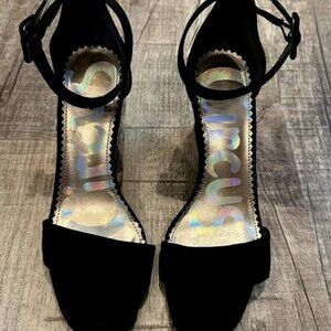 Circus Sam Black Suede Adjustable Wedge Sandals Women's